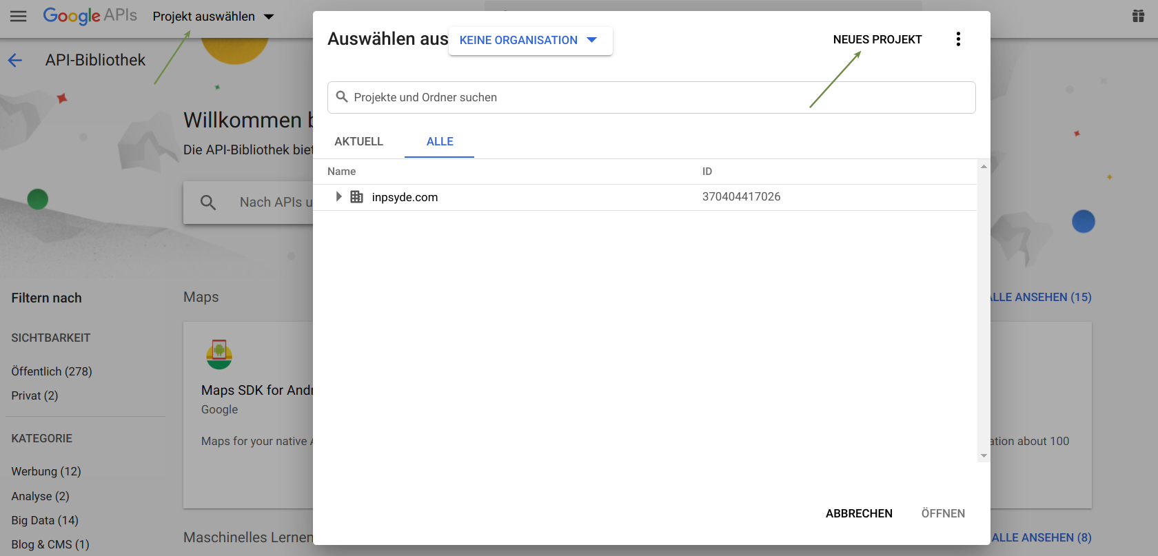 Ein neues Google Drive Projekt erstellen